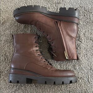 Sam Edelman Brown Leather Combat Boots Like-New Size 8.5